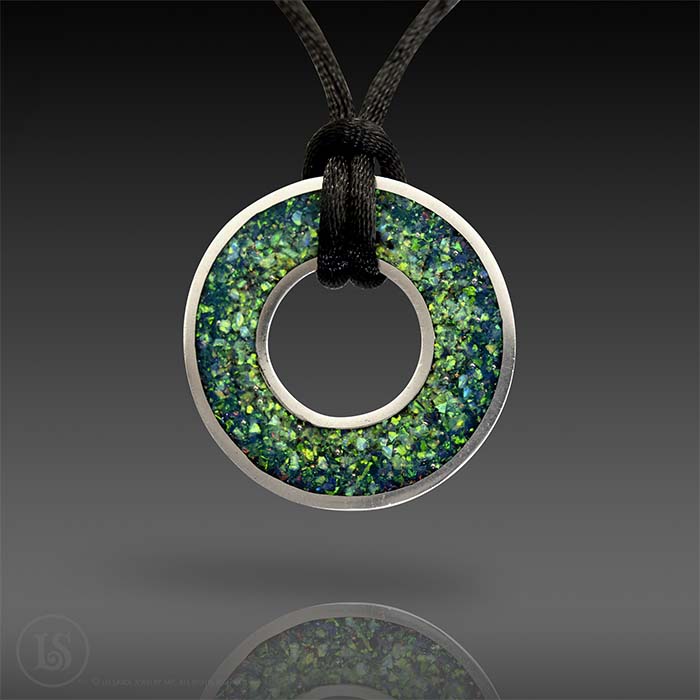 Opal Stardust Green, 960 sterling silver